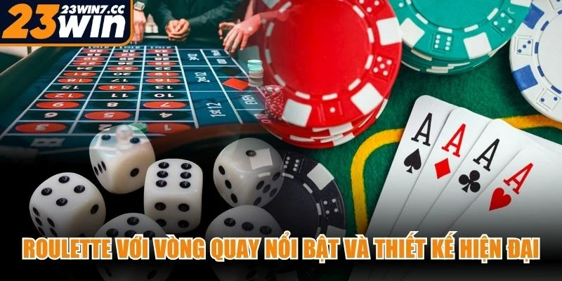 Roulette với vòng quay nổi bật và thiết kế mang phong cách casino hiện đại