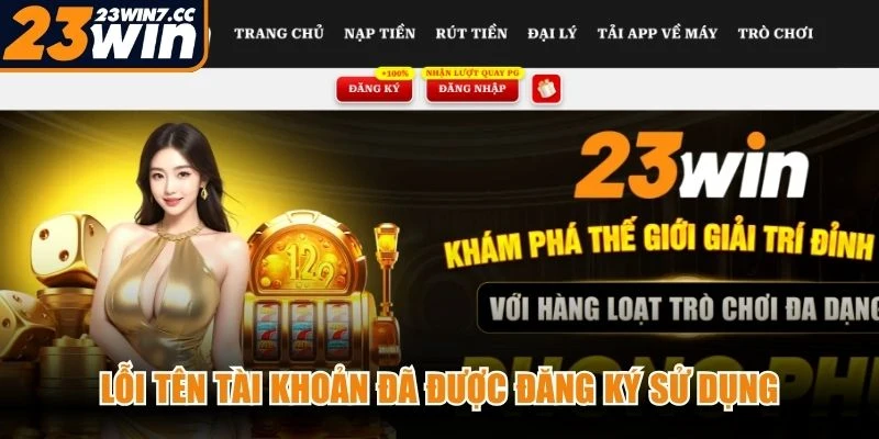 Lỗi tên tài khoản đã được đăng ký sử dụng