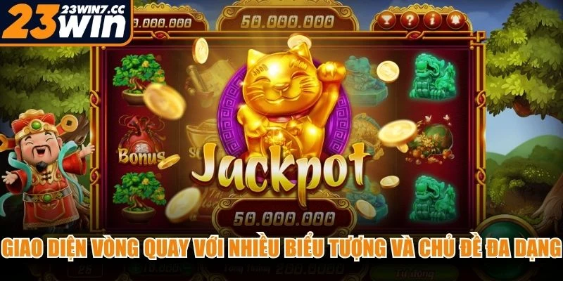 Giao diện vòng quay với nhiều biểu tượng và chủ đề game đa dạng